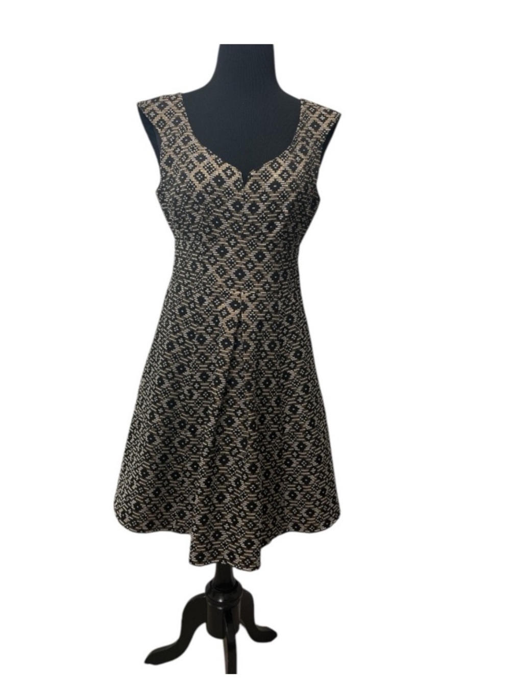 Nanette Lepore Magic Trick Dress Size 6 Black Gold White Diamond